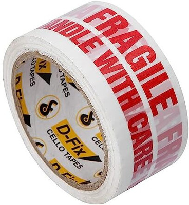 Creative Mart Handle with Care Fragile Tape Printed Tape - (65m x 2inch) (Manual)(Set of 1, White)