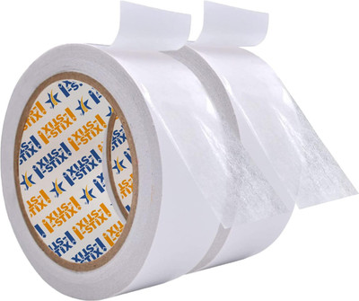 i-STiX Double Side Tissue Tape 48MM x 20Y Pack of 2 Rolls Eco-friendly Art and Craft Tape (Manual)(Set of 2, White)