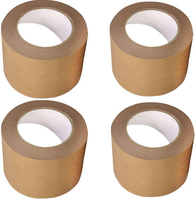 Thump Single Sided Handheld Dispenser Cello Tapes (Manual)(Set of 4, Brown)