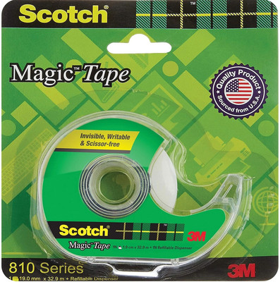Scotch Super series Magic Tape Dispenser 19 mm x 32.9 m Tape Dispensers (Manual)(Set of 1, Transparent)