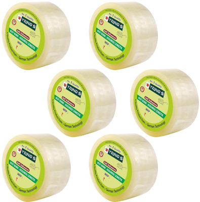 YAJNAS 2 Inchx200 Meters, Pack Of 6, BOPP Packaging Clear Transparent Tape For Home Use Manual Dispenser BOPP Packaging Clear Tape (Transparent) (Manual)(Set of 6, Transparent)