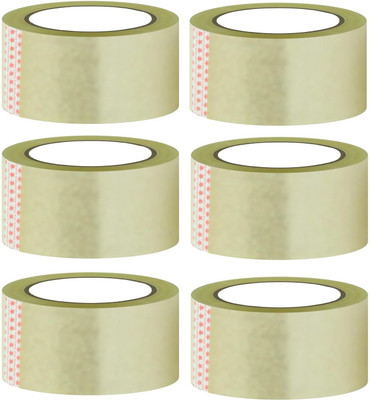 Jaspal Single SIde Handheld Self Adhesive Transparent Cello Tape - 65 Meters | BOPP Packaging Tape | 24MM (Manual)(Set of 6, Transparent)