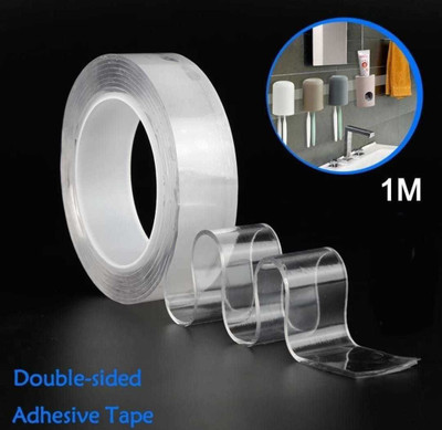 jai enterprises TRANSPARENT TAPE DOUBLE SIDED ADHESIVE TAPE (Manual)(Set of 1, White)