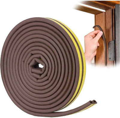 KAVRUL Anti-Collision Soundproof Waterproof Dustproof. (3 meter) manual door window sealing weather stripping tape, draught extruder D tape, (Manual)(Set of 1, Brown)