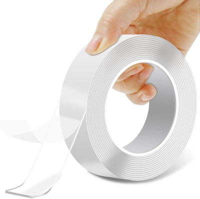 CrowdClicks ® Double Sided Handheld 3 Meter Adhesive Silicone Nano Tape (Manual)(Set of 1, Transparent)