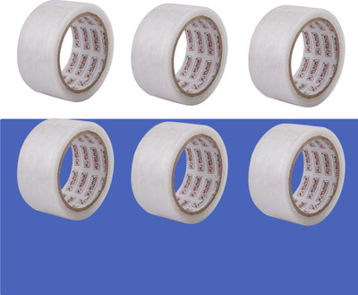 Ki Munik Single Sided Handheld Premium Quality White Transparent Self Adhesive Bopp Tape (Manual)(Set of 6, White)