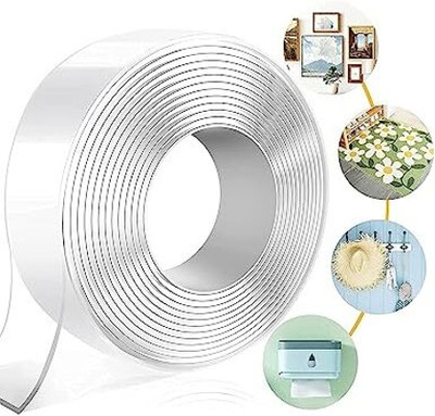VASADIGITAL 1 Meter Both Sided Hand Held Dispenser Transparent Tape (Manual)(Set of 1, Transparent)