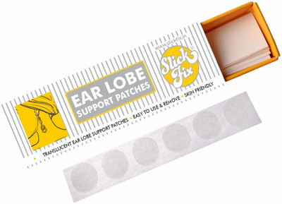 SLICKFIX Ear Lobe Tape/Invisible Ear Lobe Support Patch for Heavy Earrings Rounded Plastic Tape (Manual)(Transparant, (Pack of 180), Men & Women, Saver Pack)