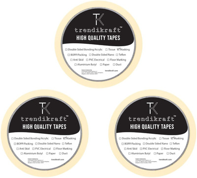 TRENDIKRAFT Masking Paper Tape for Paint, Holding, Sealing, Medical Multipurpose Use (Manual)(Set of 3, White)