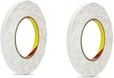 Truebond High-performance (Tissue Tape) for Attaching Trims, Labels, Lining, Fabric Packing & End Tabbing, Double Sided Self Adhesive, Easy to Peel, High Tissue Tape (Manual)(Set of 2, White)