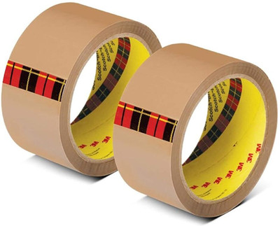 Scotch Super series 3M BOPP Packaging Brown Tape (Tan) | 48mm x 50 Meter | Pack of 2 | for Packaging, Decorating and DIY Tape Refill (Manual)(Set of 2, Brown)