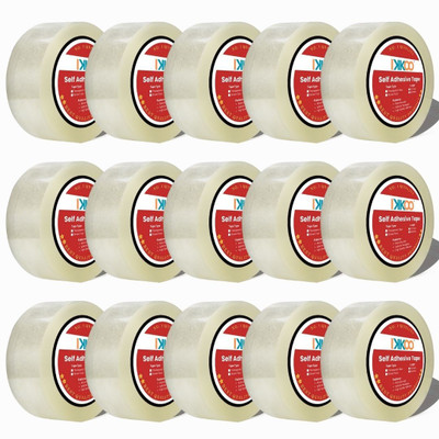 Ikkoo BOPP tape Industrial Tape for Home, Office use & Box Packing Brown Cello Tape Manual Dispenser 2 Inch 65 Meters, Transparent Packaging Tape,Self Adhesive High-Strength (Manual)(Set of 15, Clear)