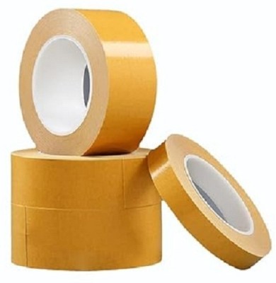 Truebond Cloth Tape Double Sided Adhesive 1 Inch X 20Meter (Pack of 4) Dispenser Double-sided Tape (Manual)(Yellow)