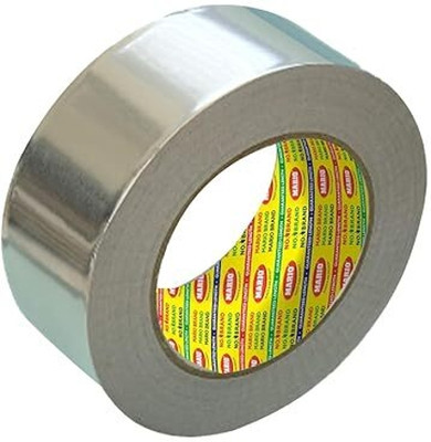 KEYUENTERPRISE Aluminium Waterproof Self Adhesive Foil Tape, UV Protection,4Inch *5 Mtr Medium Dispenser Tape (Manual)(Set of 1, Silver)