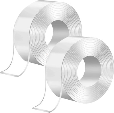 Retail Infinity Double Sided Nano Adhesive Magic Tape Stick on Glass, Metal, Kitchen Reusable Strong Grip Tape (Manual)(Set of 2, Transparent)