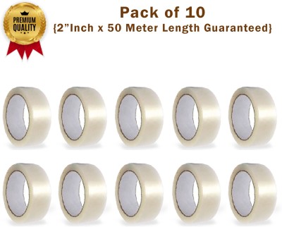 Boxer Transparent Adhesive Tape (Pack of 10) 48mm x 50 Meter Length Guaranteed Self Adhesive Tape (Manual)(Set of 10, Transparent)