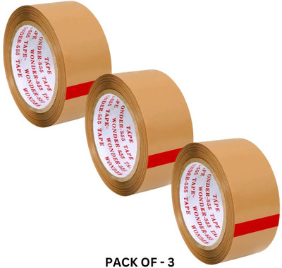 Vek Brown 100 Meter Net BOPP Adhesive Tape (Manual)(Set of 3, Brown)