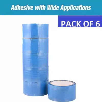 VOIISH Box Packing Tape Pack Stuff Multipurpose 65 meter 2inch 48 mm Packaging tape (Pack of 6) (Manual)(Set of 6, Blue)