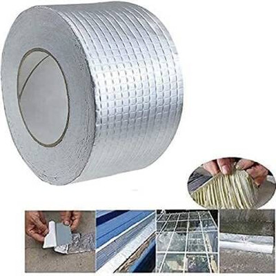 KHANDIYA Self-Adhesive Aluminium Tape Paper Cello Tape Tape Disp (Manual)(Set of 1, Silver)