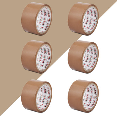 Ki Munik 2 Inch / 65 Mtr Packaging Self Adhesive Bopp Tape For E-Commerce Box Packing, Home, Office, Parcel & Carton Sealing Premium Quality (Manual)(Set of 6, Brown)