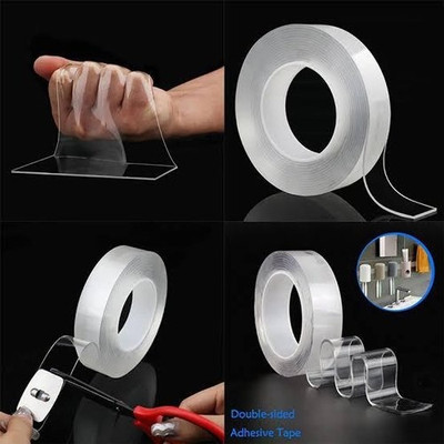 AirSoft Heavy Duty Waterproof Reusable Manual Double Sided Tape (Manual)(Set of 1, Transparent)