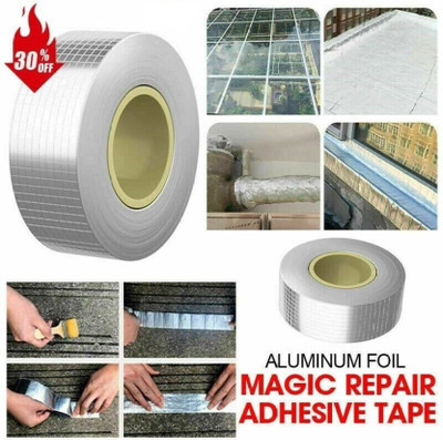 F8WARES Single Sided Super Strong Butyl Sealant Sticky Tape Aluminium Waterproof Aluminum Tape (Manual)(Set of 1, Silver)