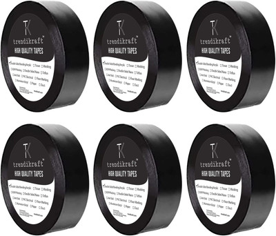 TRENDIKRAFT 17mm X 6m PVC Self Adhesive Vinyl Insulation Electrical Insulating Tape for Electric wire (Manual)(Set of 6, Black)