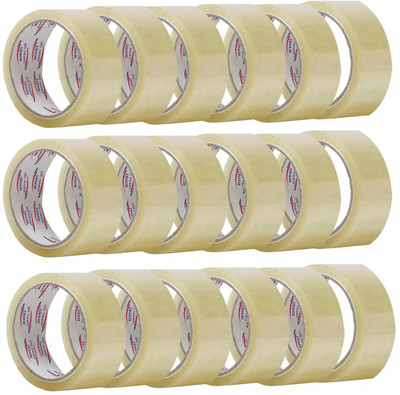 HEPINES HEPINES 2 Inch 200 Meter Pack of 18 Transparent Tape, Self Adhesive Packing Tape Manual Dispenser Transparent BOOP Cello Tape, Self Adhesive High-Strength Packing Tape (Manual)(Set of 18, Transparent)