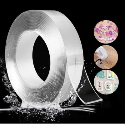 PW PENCILWALA Double sided tape 3mtr long 2mm thickness Strong adhesive Photo frame, poster, carpet , socket (Manual)(White)