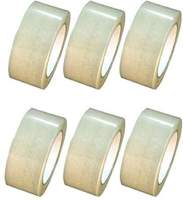 Eclet Adhesive Carton Packing High Strength Tape (White, 2inch/48mm x 65m) - Pack of 6 Packing High Strength Tape (Manual)(Set of 1, White)
