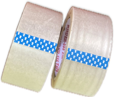 KMOUNT Self Adhesive 2inch(48mm)/50 meters | pack of 2 | Transparent Bopp Tapes for packing and multipurpose (Manual)(Set of 2, Transparent)