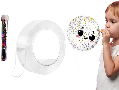 VOIISH Double Side Adhesive Silicon Tape Wtih Glitter Adhesive Dispenser Washable Reusable (Manual)(Set of 1, Transparent)