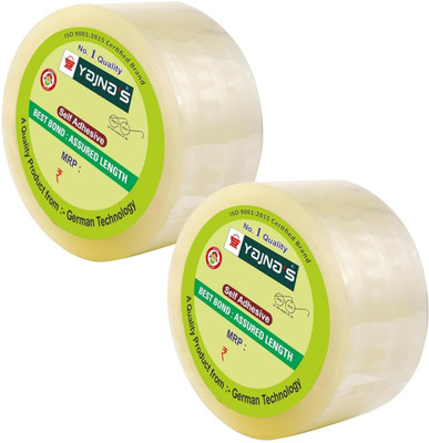 YAJNAS 2 Inch x 35 Meters, Pack of 2, BOPP Packaging Clear Transparent Tape For Box Manual Dispenser BOPP Packaging Clear Tape (Transparent) (Manual)(Set of 2, Transparent)