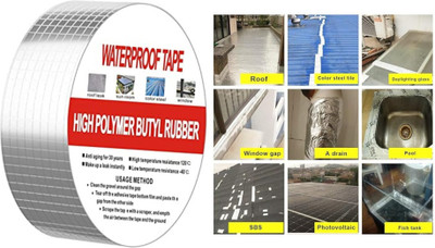 vakratunda Self Adhesive Super Strong Waterproof Roof Leak, Surface Crack AT3 small dispenser Say Goodbye to Leaks: How Water Tank Leakage Tape Can Save Your Day (Manual)(Set of 1, Aluminum Foil Tape)