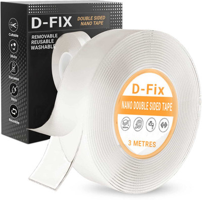 Dfix Traceless Anti Slip Adhesive Tape for Walls Handheld Double Sided Tape Heavy Duty Multipurpose Tapes (Manual)(Set of 1, Transparent)