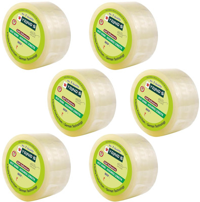 YAJNAS 2 Inch x 65 Meters, Pack Of 6, BOPP Packaging Clear Transparent Tape Manual Dispenser BOPP Packaging Clear Tape (Transparent) (Manual)(Set of 6, Transparent)