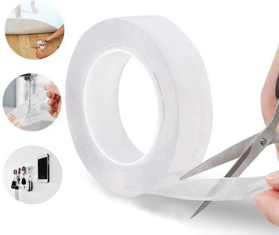 Kinday 3 meter Washable Traceless Nano Gel Tape Double Sided Nano Adhesive Tape (Manual)(Set of 2, White)