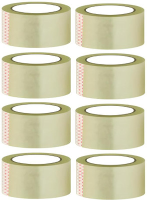 Jaspal Single SIde Handheld Self Adhesive Transparent Cello Tape - 65 Meters | BOPP Packaging Tape | 18MM (Manual)(Set of 8, Transparent)