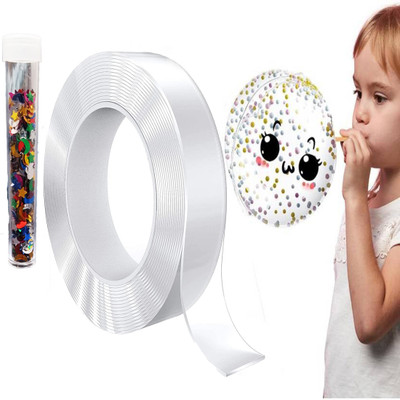 PACKWHIZ Nano Tape Double Sided With Glitter Reusable, DIY Art & Craft Double sided Ivy Grip Magic Tape (Manual)(Set of 1, Transparent)