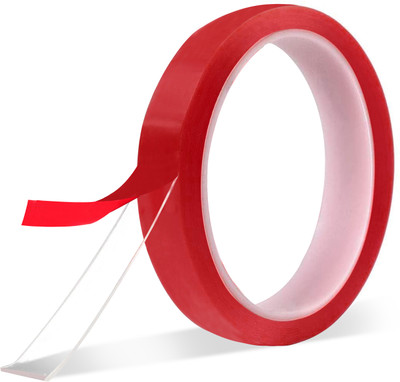 Spotview Strong Acrylic Adhesive Clear Double Sided Tape In 12 MM x 10M Size Release liner Heavy duty Mounting Tape |Heat Resistant Double-sided Transparent Clear Adhesive (Manual)(Red) Spotview Strong Acrylic Adhesive Clear Double Sided Tape In 12 MM x 10M Size Release liner Heavy duty Mounting Tape |Heat Resistant Double-sided Transparent Clear Adhesive (Manual)(Red)
