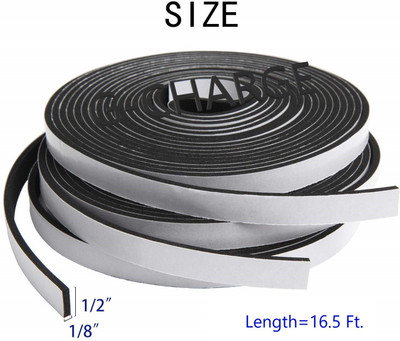 G-CHARGE Single Side High Density Self Adhesive Foam Seal Tape | Weather Stripping | Gasket Tape | Door and Window Sealer (12mm x 3mm x 10mtr) (Manual)(Set of 1, Black)