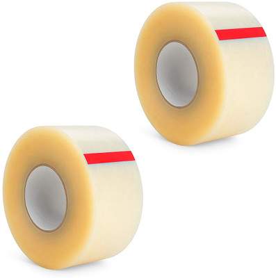 SHAURYABND Single Sided 155 Meter Long Handheld Dispenser 1.8 inch Wide Transparent Tape (Manual)(Set of 2, Yellow)