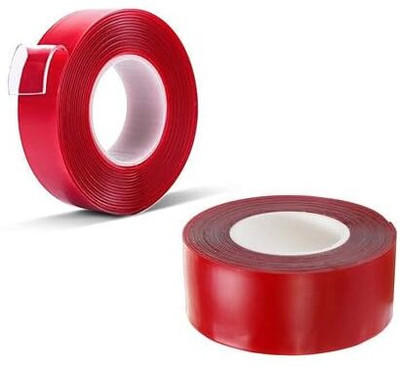 Web Supply Heavy Duty Double-Sided Adhesive Tape | Strong Waterproof Mounting Tape Round Hairs (Manual)(Set of 1, Red)