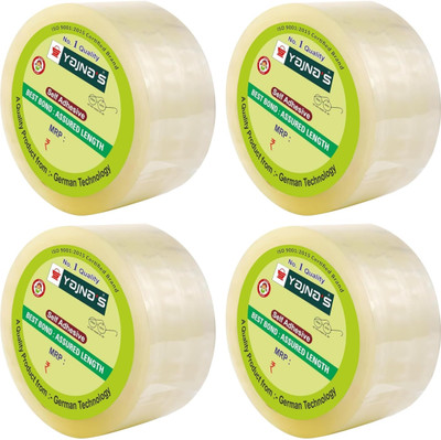 YAJNAS 2 Inch x 65 Meters, Pack of 4, BOPP Packaging Clear Transparent Tape For Box Manual Dispenser BOPP Packaging Clear Tape (Transparent) (Manual)(Set of 4, Transparent)