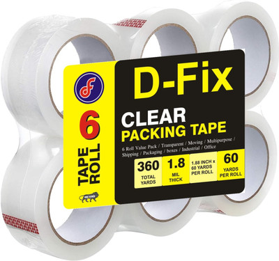 Dfix Single Sided Handheld Transparent Packaging Cello Tape (Manual)(Set of 6, Transparent)
