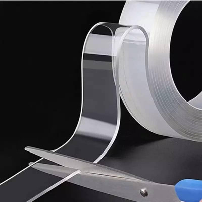 vakratunda Nano Double Sided Tape sticky best | Removable Mounting premium Adhesive Tape ashable Reusable Strong Sticky premium Tape Kitchen best quality double side tape (Manual)(Set of 1, Transparent)