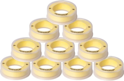 debaths TEFLON TAPE SINGLE SIDED THREAD SEALING USED IN PIPE FITTINGS AND PLUMBING TO FIX LEAKAGE (Manual)(Set of 10, Yellow)