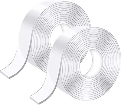 Dfix Double-Sided Double Sided Nano Tape Heavy Duty Pack Of 2- Multipurpose Removable Traceless Mounting Adhesive Tape (Manual)(Set of 2, White)