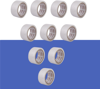 Ki Munik 3 Inch / 50 Mtr Packaging Self Adhesive Bopp Tape For E-Commerce Box Packing, Home, Office, Parcel & Carton Sealing Premium Quality White Transparent Self Adhesive Bopp Tape (Manual)(Set of 10, White)