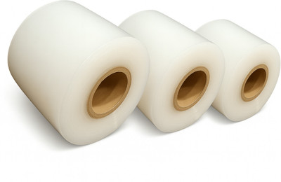 JPPL JPPL Stretch Film Roll 4 Inch x 400 Meter Transparent for Wrapping & Packing Cling Stretch Roll for Household, Movers & Industrial Use Grafting Tape | Luggage & Parcel Wrap (Manual)(Set of 3, Transparent, White)